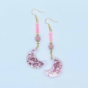 Rhodonite moon earrings